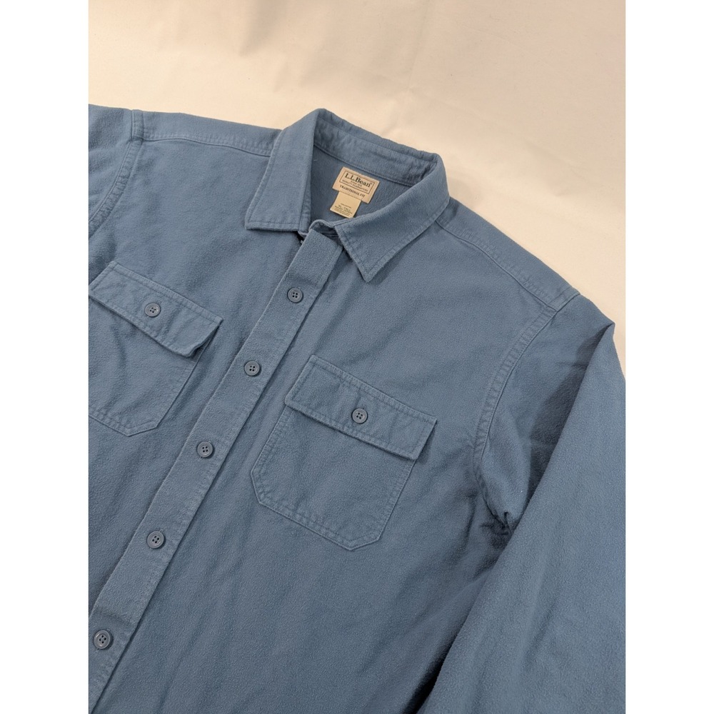 Vintage L.L.Bean Chamois Cloth Shirt Pale Light Blue USA Tall XL Workwear